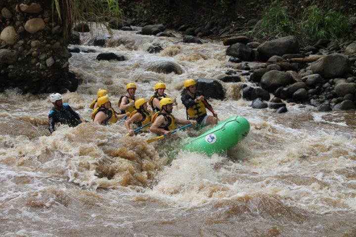 a person in a raft on the water